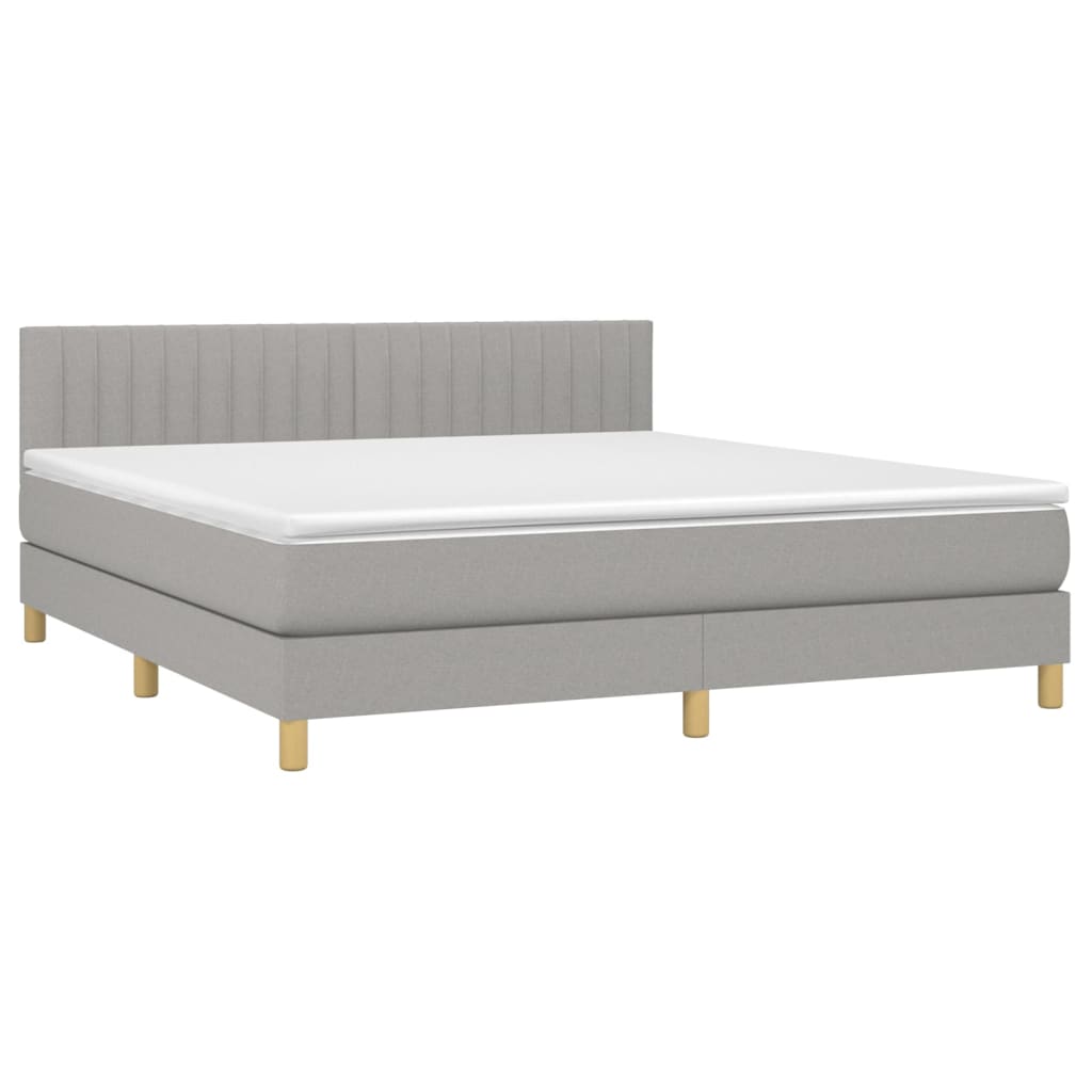 Boxspring met matras en LED stof lichtgrijs 180x200 cm is nu te koop bij PeponiXL, paradijselijk wonen!