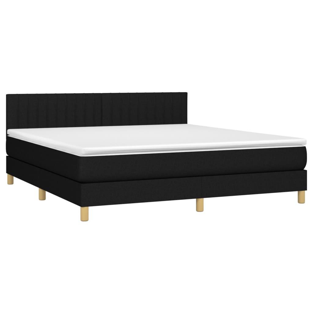 Boxspring met matras en LED stof zwart 180x200 cm is nu te koop bij PeponiXL, paradijselijk wonen!