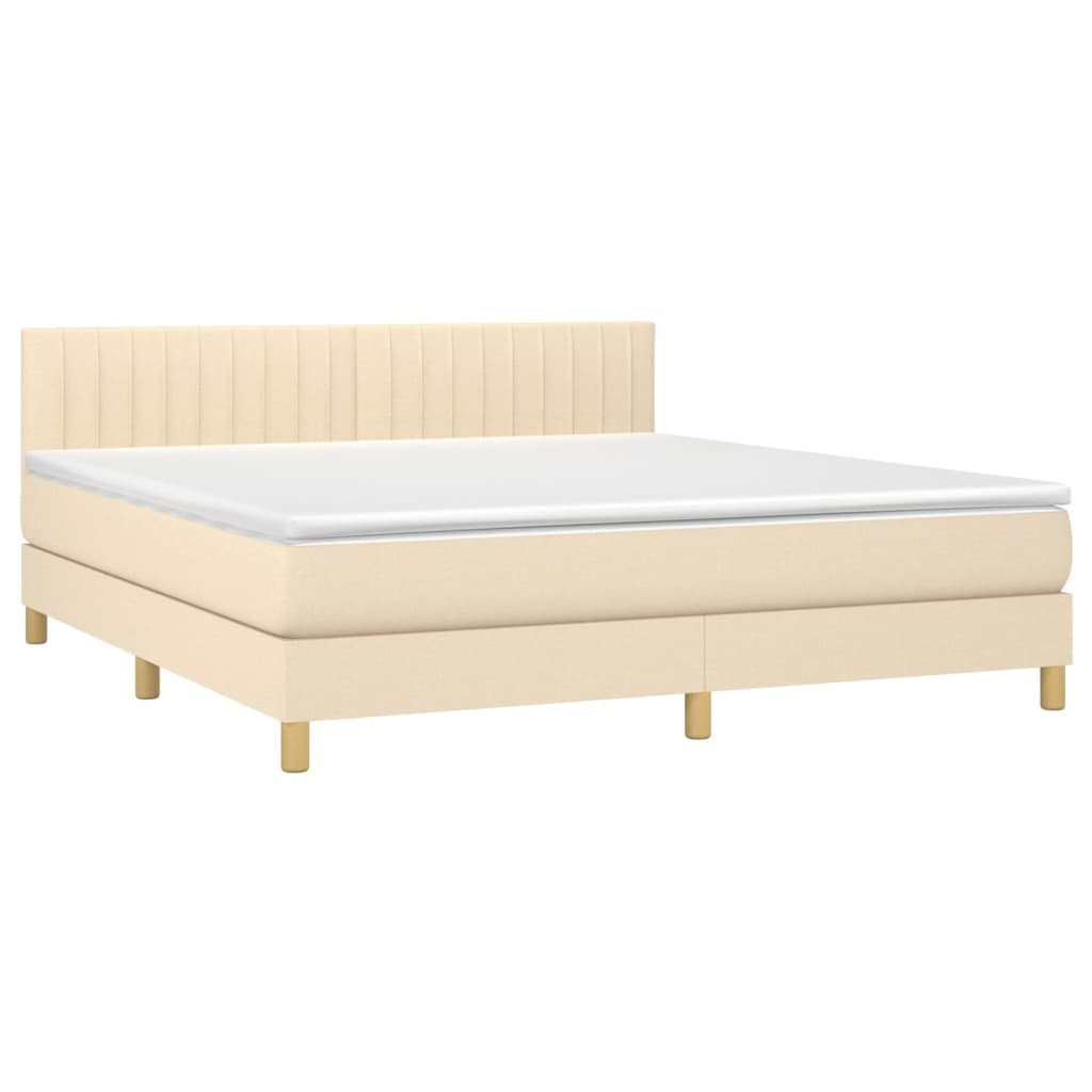 Boxspring met matras en LED stof crèmekleurig 180x200 cm is nu te koop bij PeponiXL, paradijselijk wonen!
