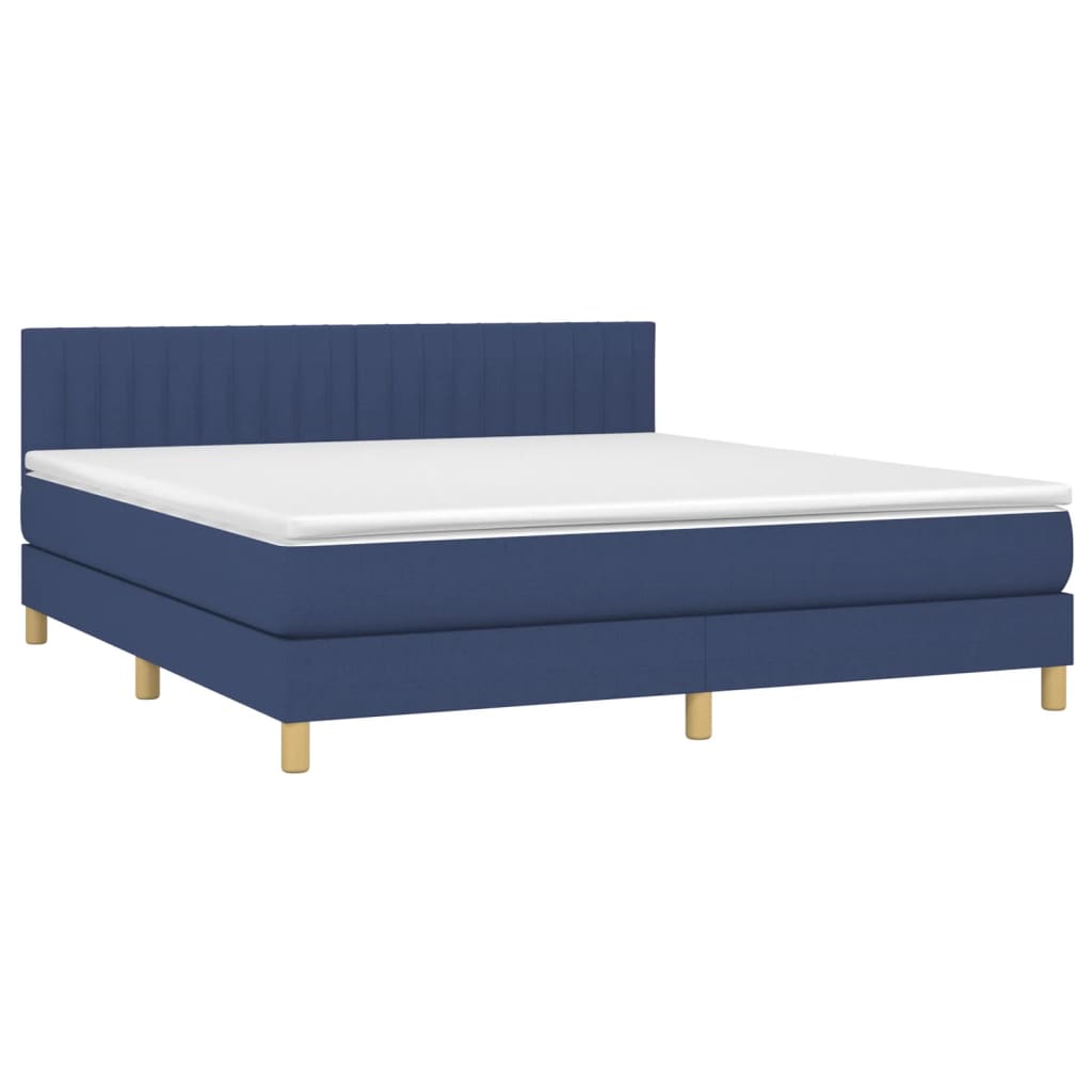 Boxspring met matras en LED stof blauw 180x200 cm is nu te koop bij PeponiXL, paradijselijk wonen!