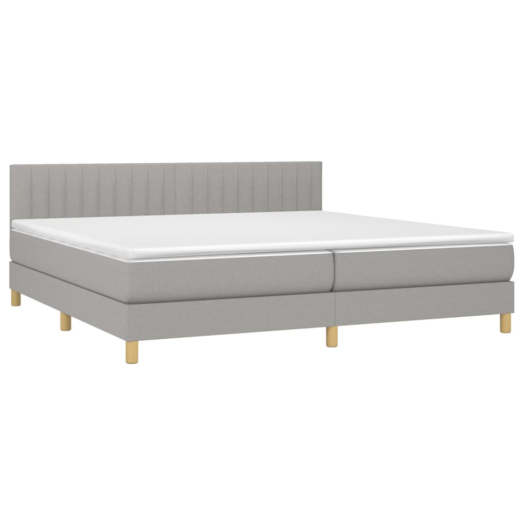 Boxspring met matras en LED stof lichtgrijs 200x200 cm is nu te koop bij PeponiXL, paradijselijk wonen!