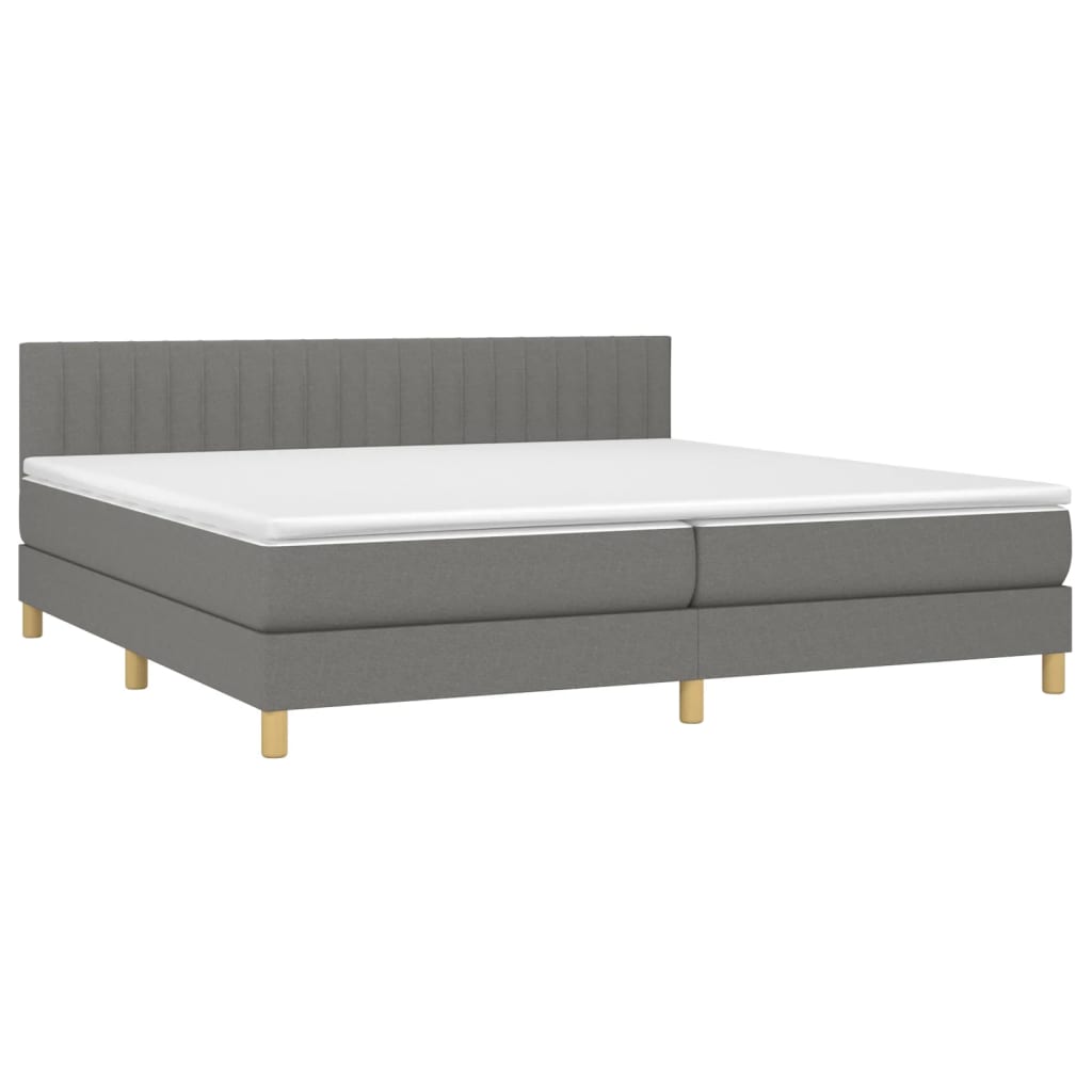 Boxspring met matras en LED stof donkergrijs 200x200 cm is nu te koop bij PeponiXL, paradijselijk wonen!