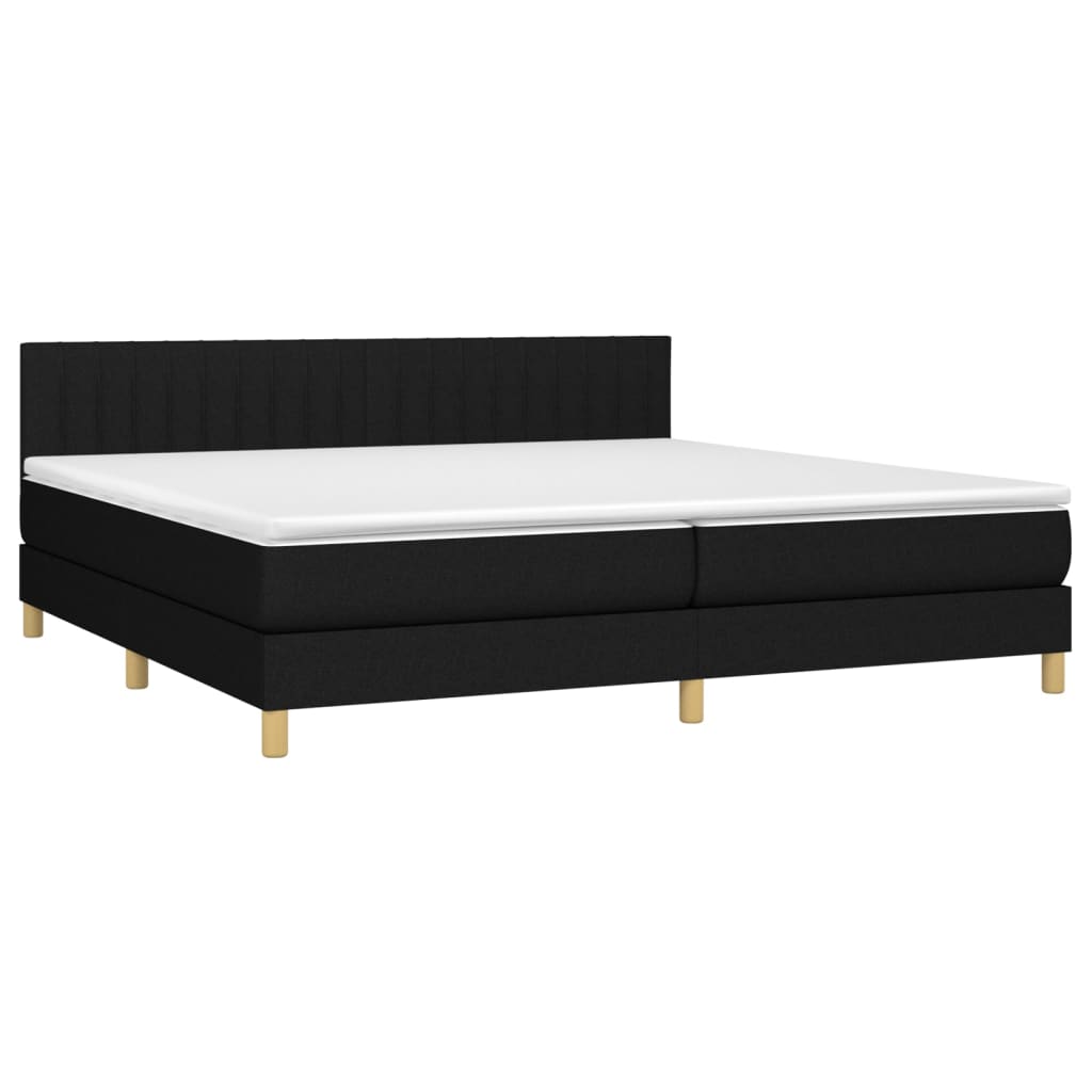 Boxspring met matras en LED stof zwart 200x200 cm is nu te koop bij PeponiXL, paradijselijk wonen!