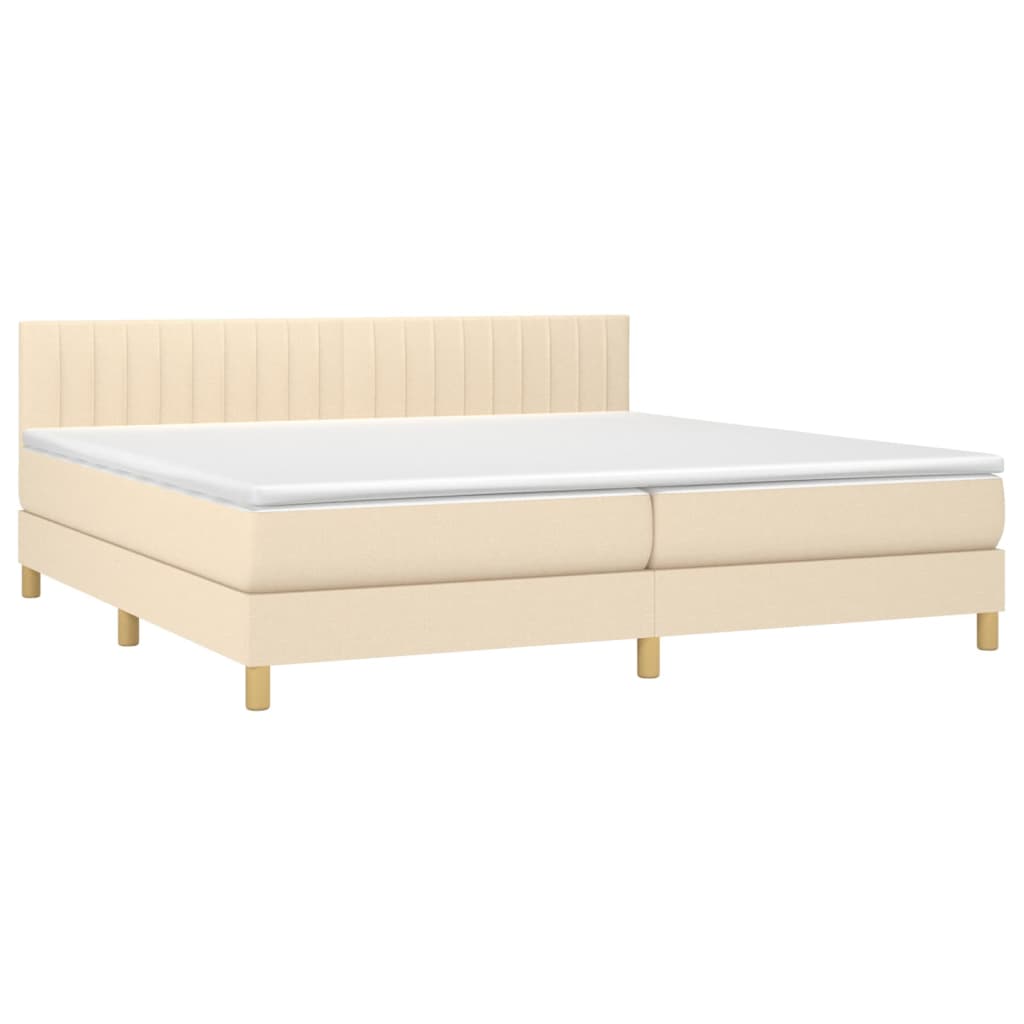 Boxspring met matras en LED stof crèmekleurig 200x200 cm is nu te koop bij PeponiXL, paradijselijk wonen!