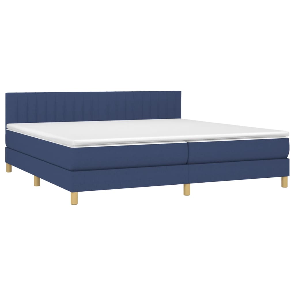 Boxspring met matras en LED stof blauw 200x200 cm is nu te koop bij PeponiXL, paradijselijk wonen!