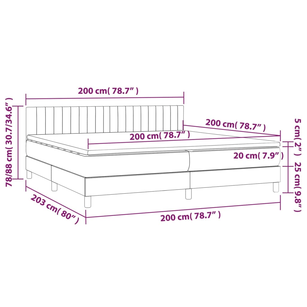 Boxspring met matras en LED stof blauw 200x200 cm is nu te koop bij PeponiXL, paradijselijk wonen!