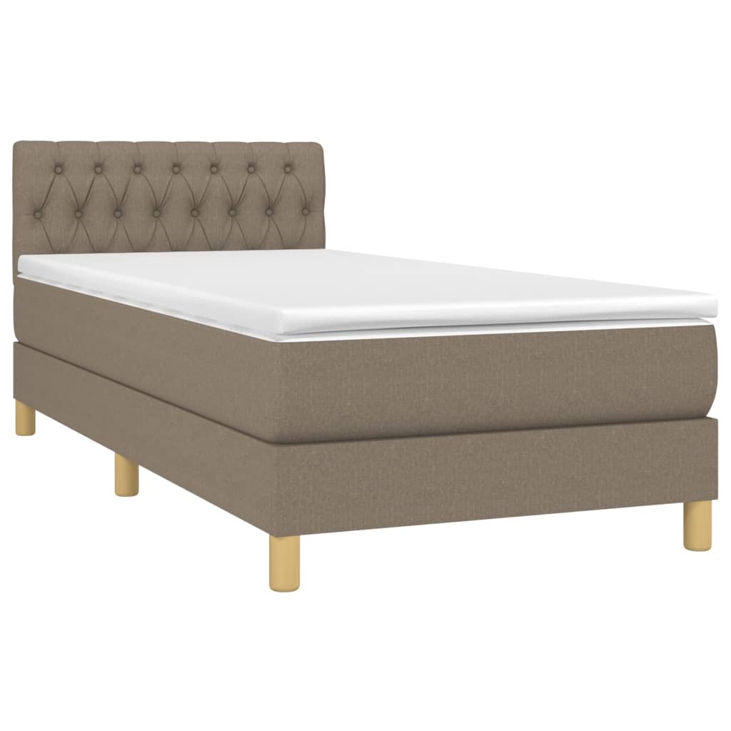 Boxspring met matras en LED stof taupe 80x200 cm is nu te koop bij PeponiXL, paradijselijk wonen!
