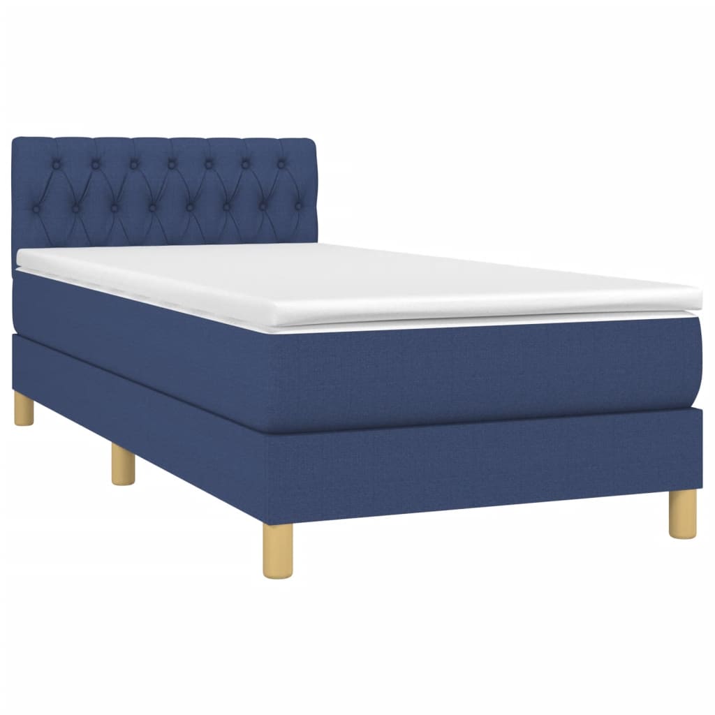 Boxspring met matras en LED stof blauw 80x200 cm is nu te koop bij PeponiXL, paradijselijk wonen!
