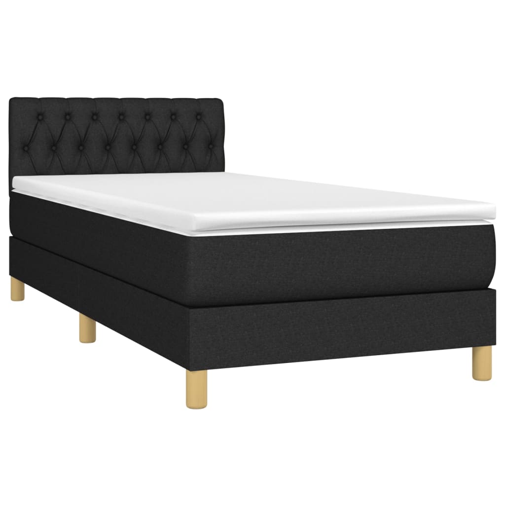 Boxspring met matras en LED stof zwart 90x190 cm is nu te koop bij PeponiXL, paradijselijk wonen!