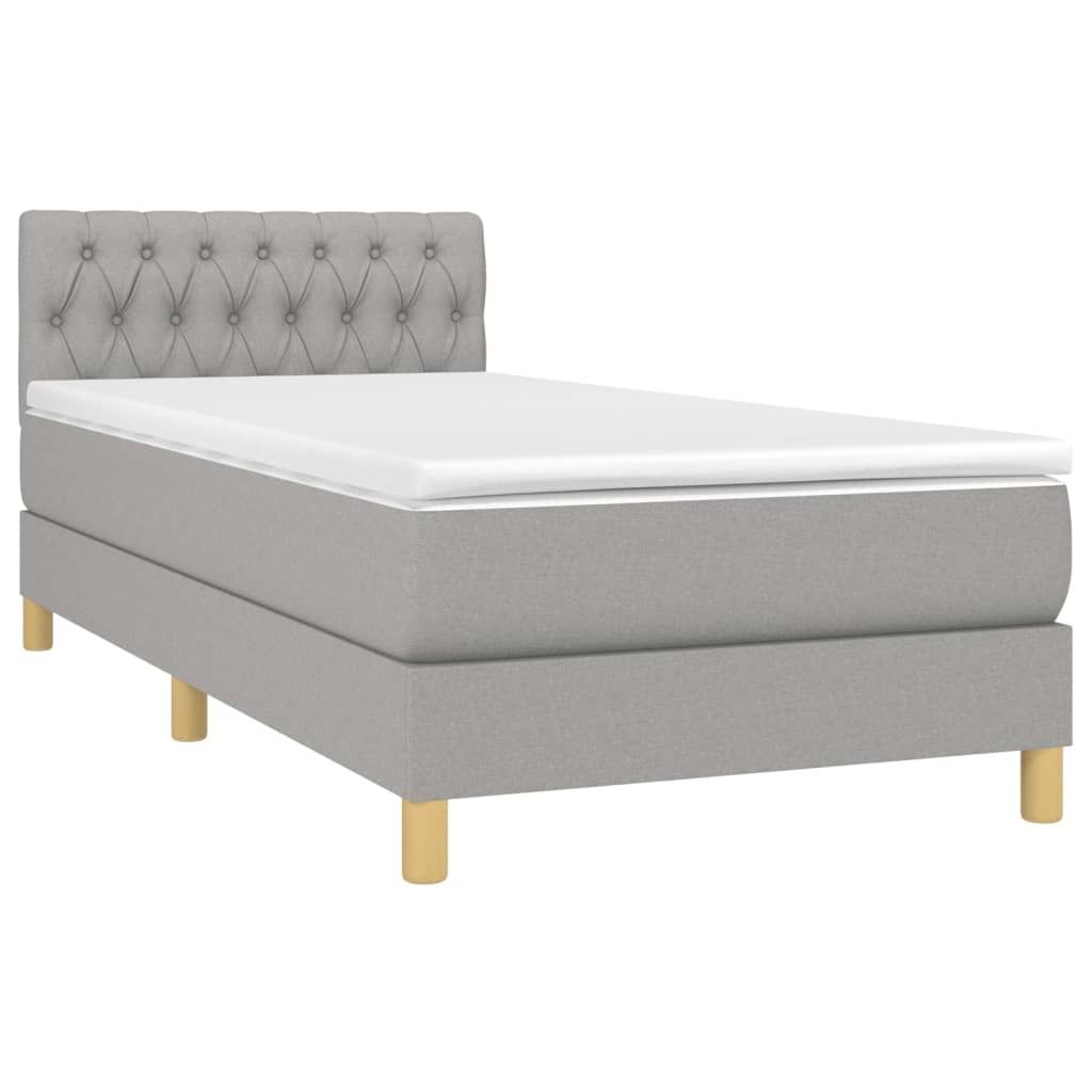 Boxspring met matras en LED stof lichtgrijs 90x200 cm is nu te koop bij PeponiXL, paradijselijk wonen!