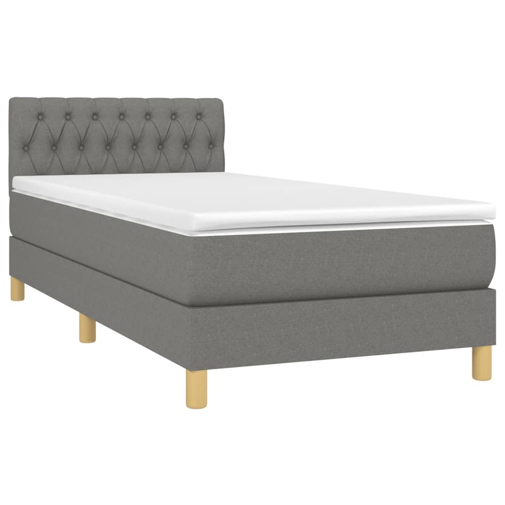 Boxspring met matras en LED stof donkergrijs 90x200 cm is nu te koop bij PeponiXL, paradijselijk wonen!