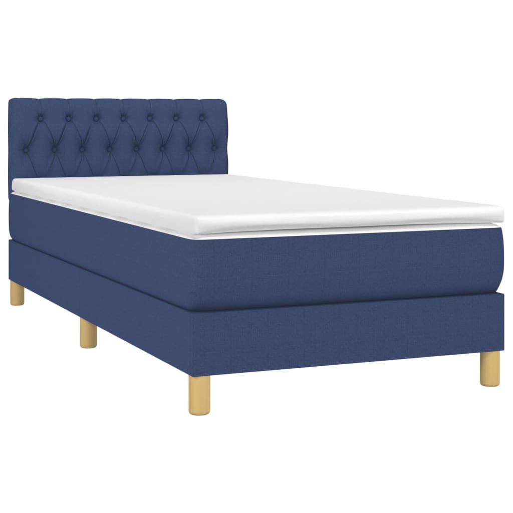 Boxspring met matras en LED stof blauw 100x200 cm is nu te koop bij PeponiXL, paradijselijk wonen!