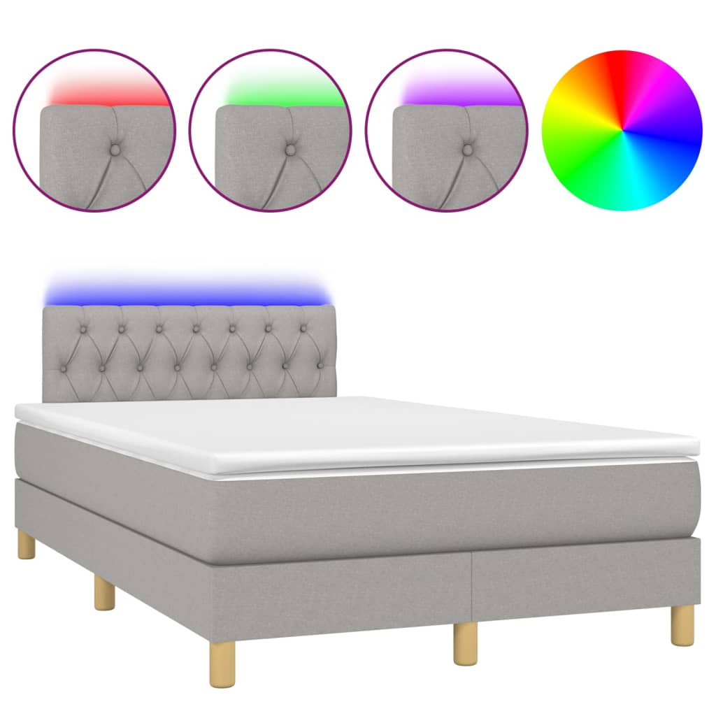 Boxspring met matras en LED stof lichtgrijs 120x200 cm is nu te koop bij PeponiXL, paradijselijk wonen!