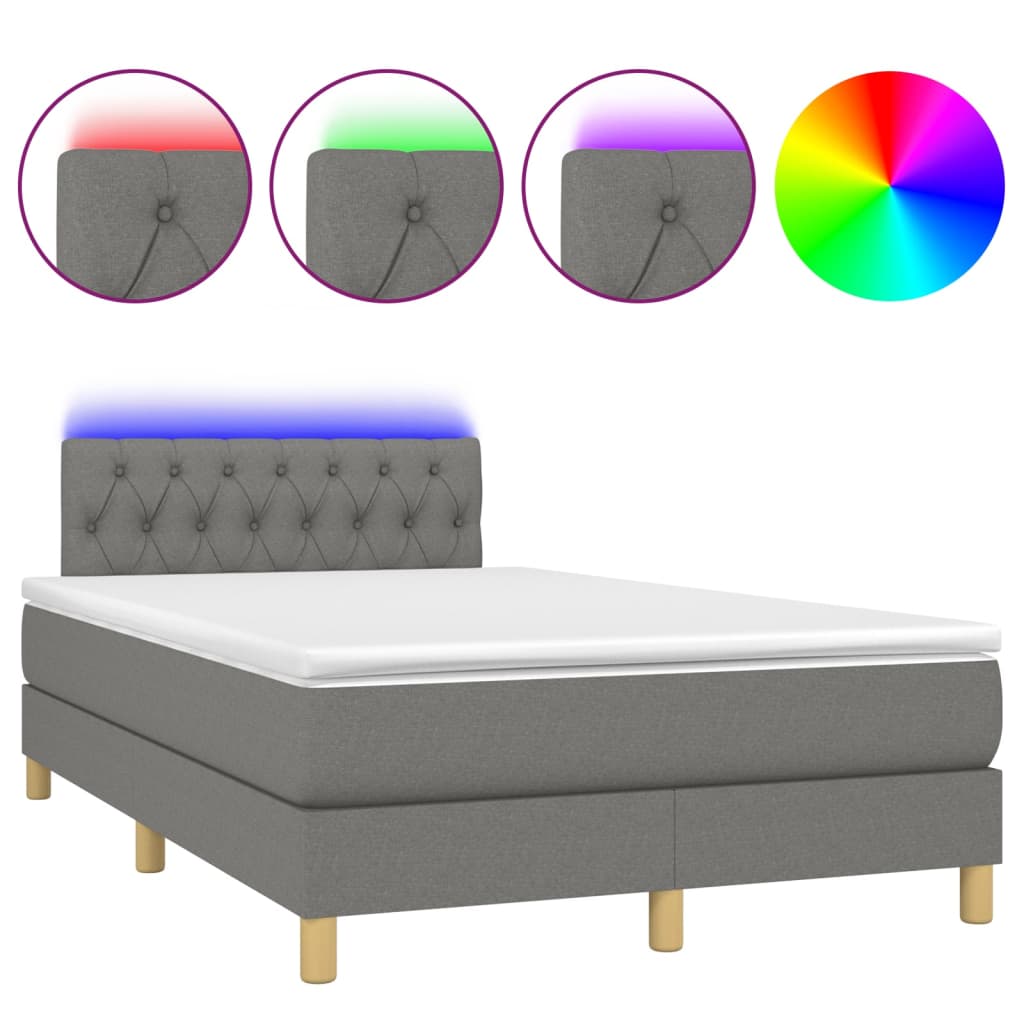 Boxspring met matras en LED stof donkergrijs 120x200 cm is nu te koop bij PeponiXL, paradijselijk wonen!