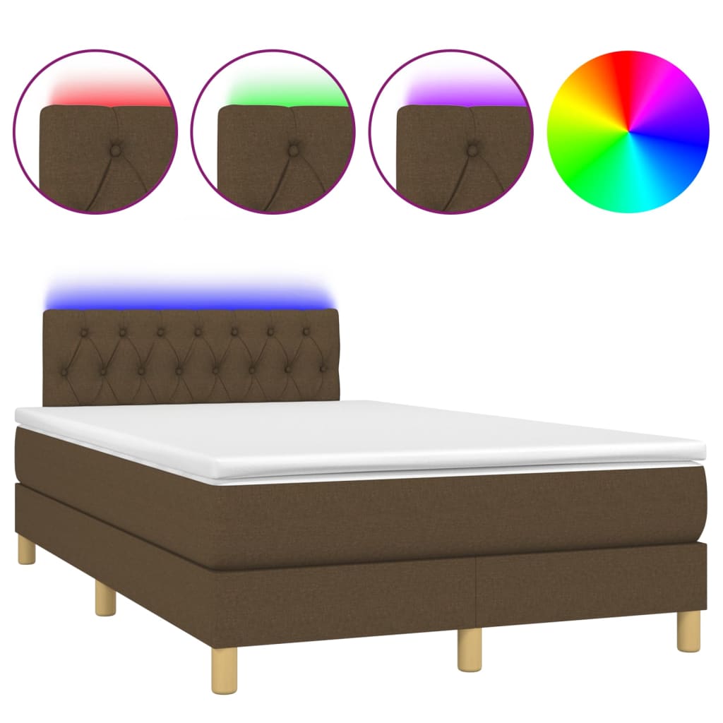 Boxspring met matras en LED stof donkerbruin 120x200 cm is nu te koop bij PeponiXL, paradijselijk wonen!