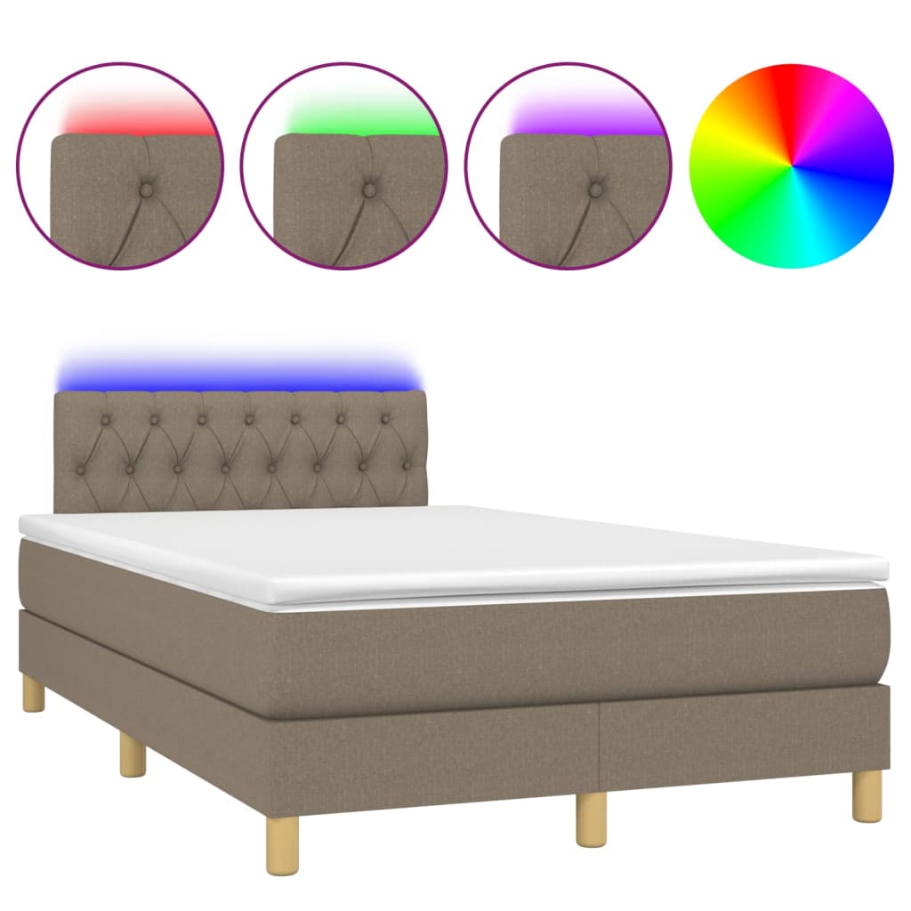 Boxspring met matras en LED stof taupe 120x200 cm is nu te koop bij PeponiXL, paradijselijk wonen!