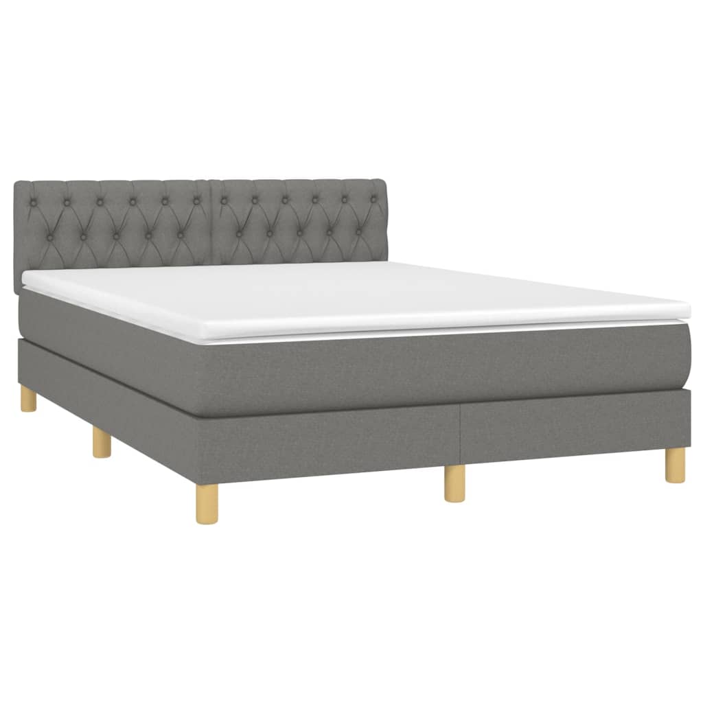 Boxspring met matras en LED stof donkergrijs 140x200 cm is nu te koop bij PeponiXL, paradijselijk wonen!
