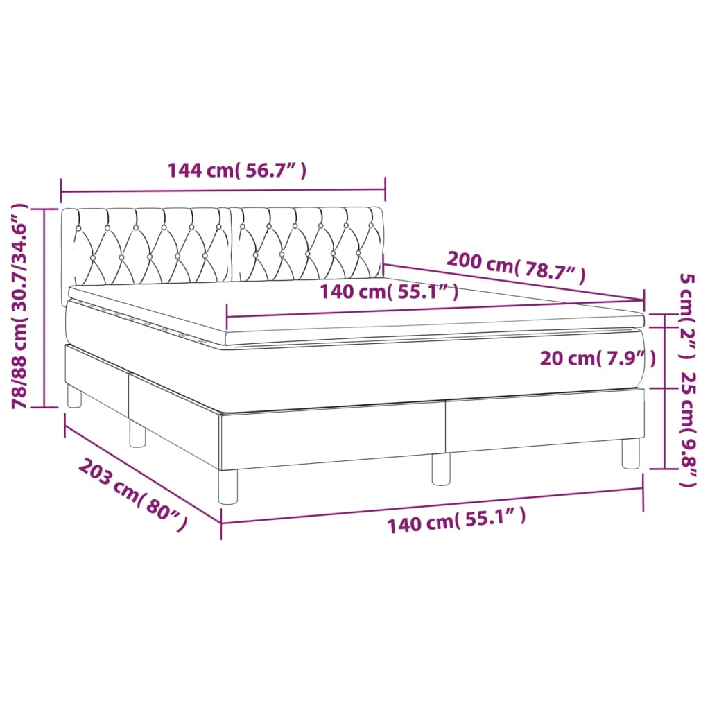 Boxspring met matras en LED stof donkergrijs 140x200 cm is nu te koop bij PeponiXL, paradijselijk wonen!