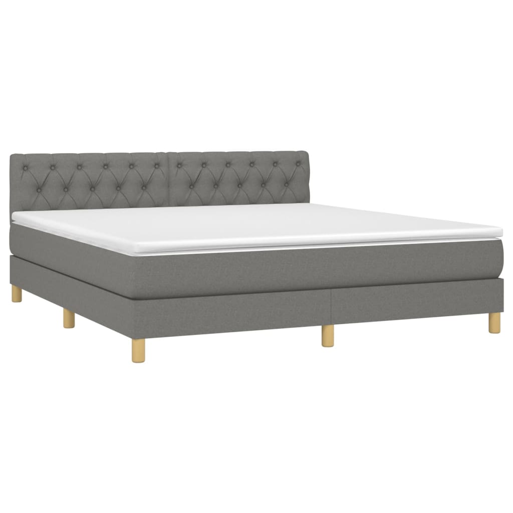 Boxspring met matras en LED stof donkergrijs 160x200 cm is nu te koop bij PeponiXL, paradijselijk wonen!