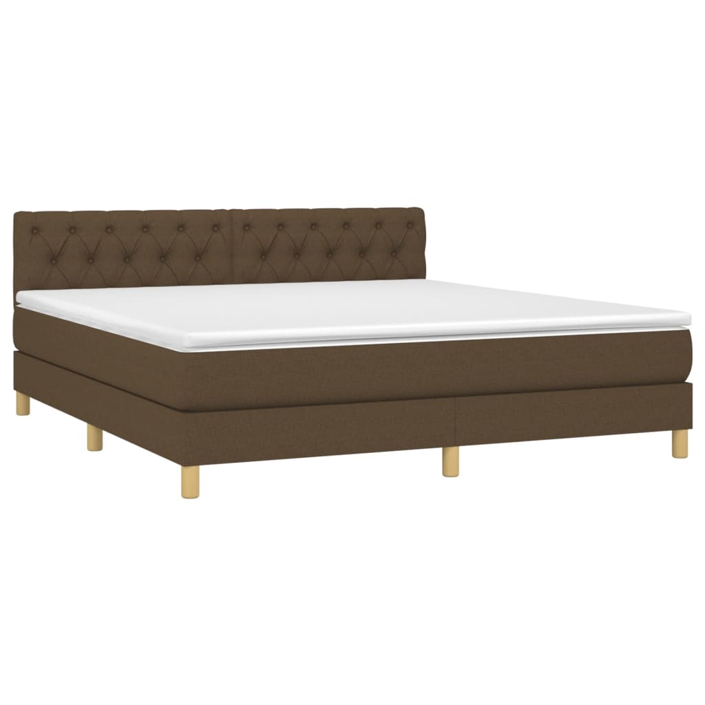 Boxspring met matras en LED stof donkerbruin 160x200 cm is nu te koop bij PeponiXL, paradijselijk wonen!