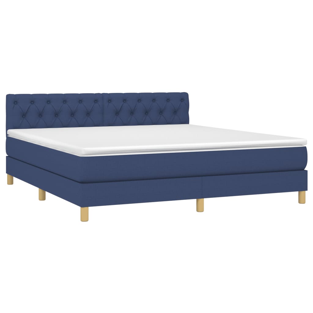 Boxspring met matras en LED stof blauw 160x200 cm is nu te koop bij PeponiXL, paradijselijk wonen!