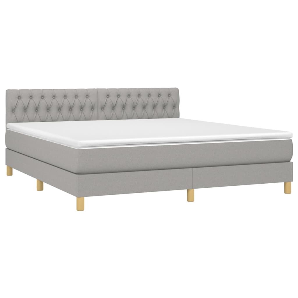 Boxspring met matras en LED stof lichtgrijs 180x200 cm is nu te koop bij PeponiXL, paradijselijk wonen!