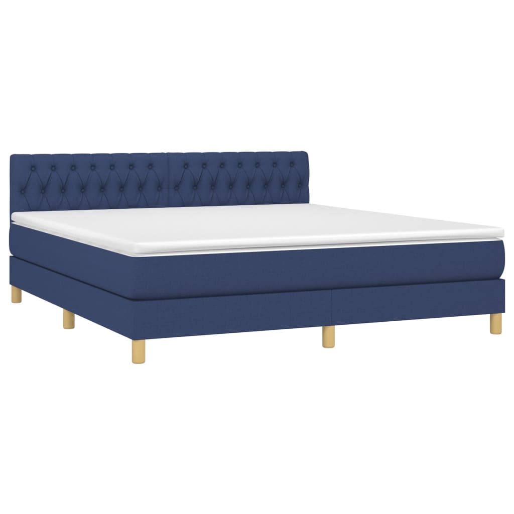 Boxspring met matras en LED stof blauw 180x200 cm is nu te koop bij PeponiXL, paradijselijk wonen!