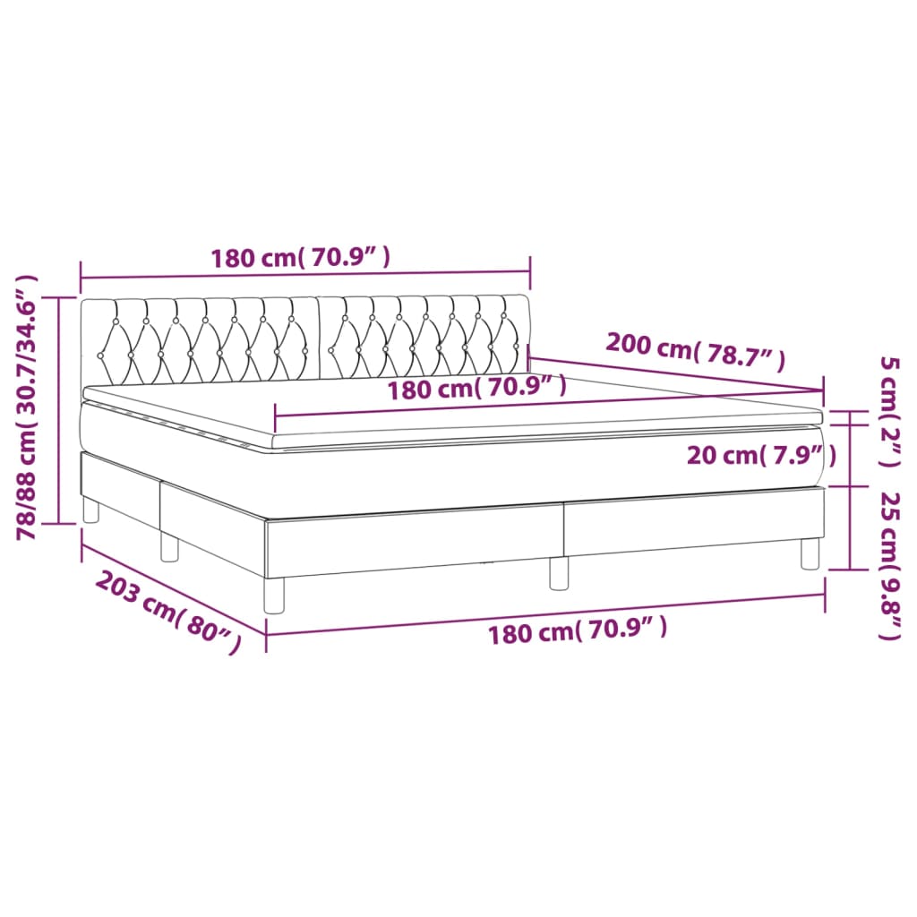 Boxspring met matras en LED stof blauw 180x200 cm is nu te koop bij PeponiXL, paradijselijk wonen!