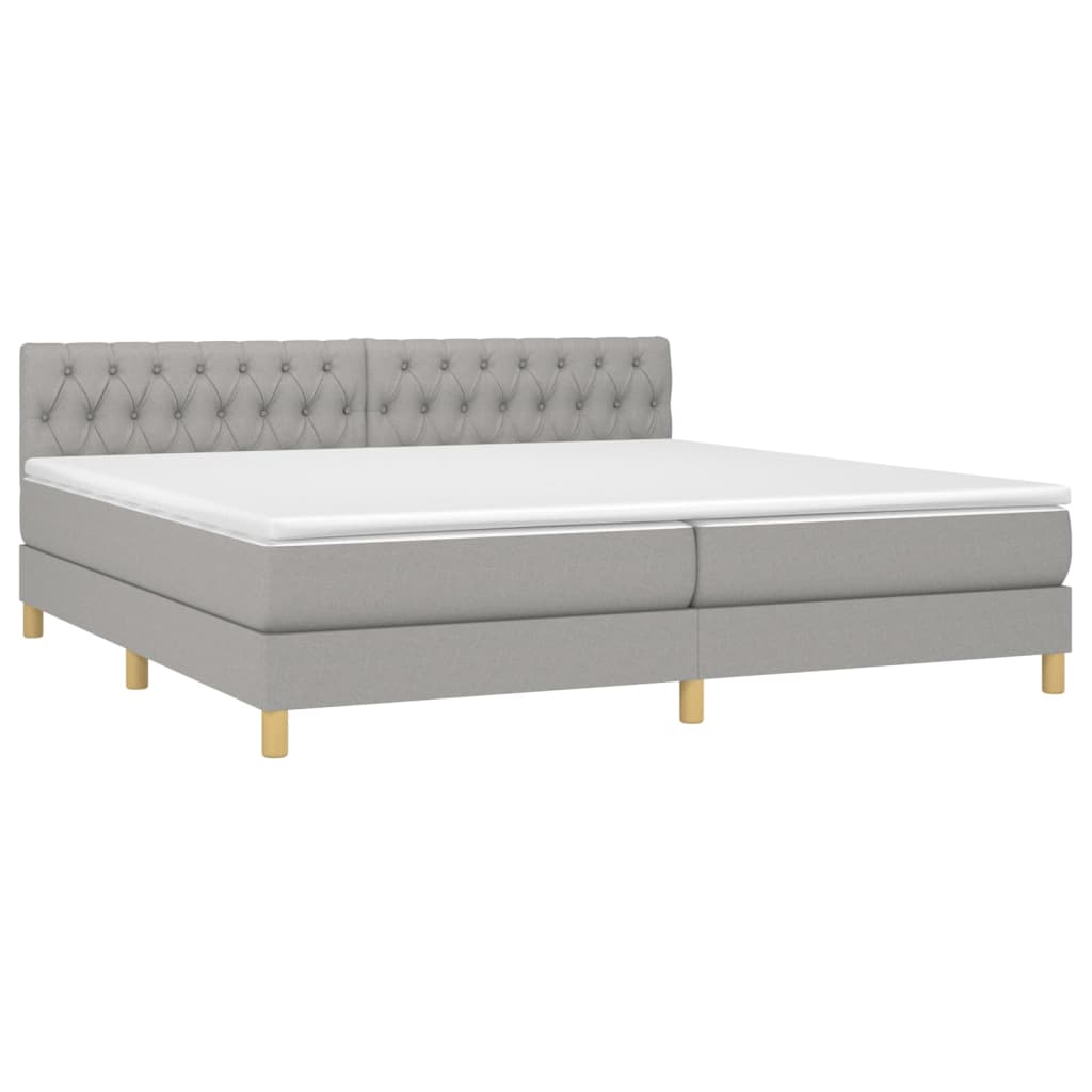 Boxspring met matras en LED stof lichtgrijs 200x200 cm is nu te koop bij PeponiXL, paradijselijk wonen!