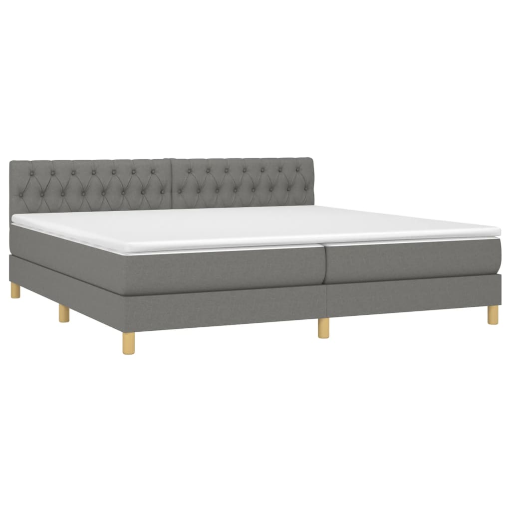 Boxspring met matras en LED stof donkergrijs 200x200 cm is nu te koop bij PeponiXL, paradijselijk wonen!