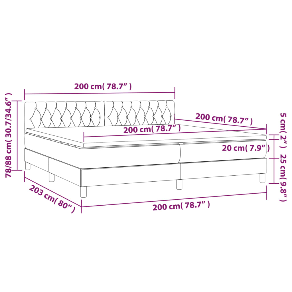 Boxspring met matras en LED stof donkergrijs 200x200 cm is nu te koop bij PeponiXL, paradijselijk wonen!