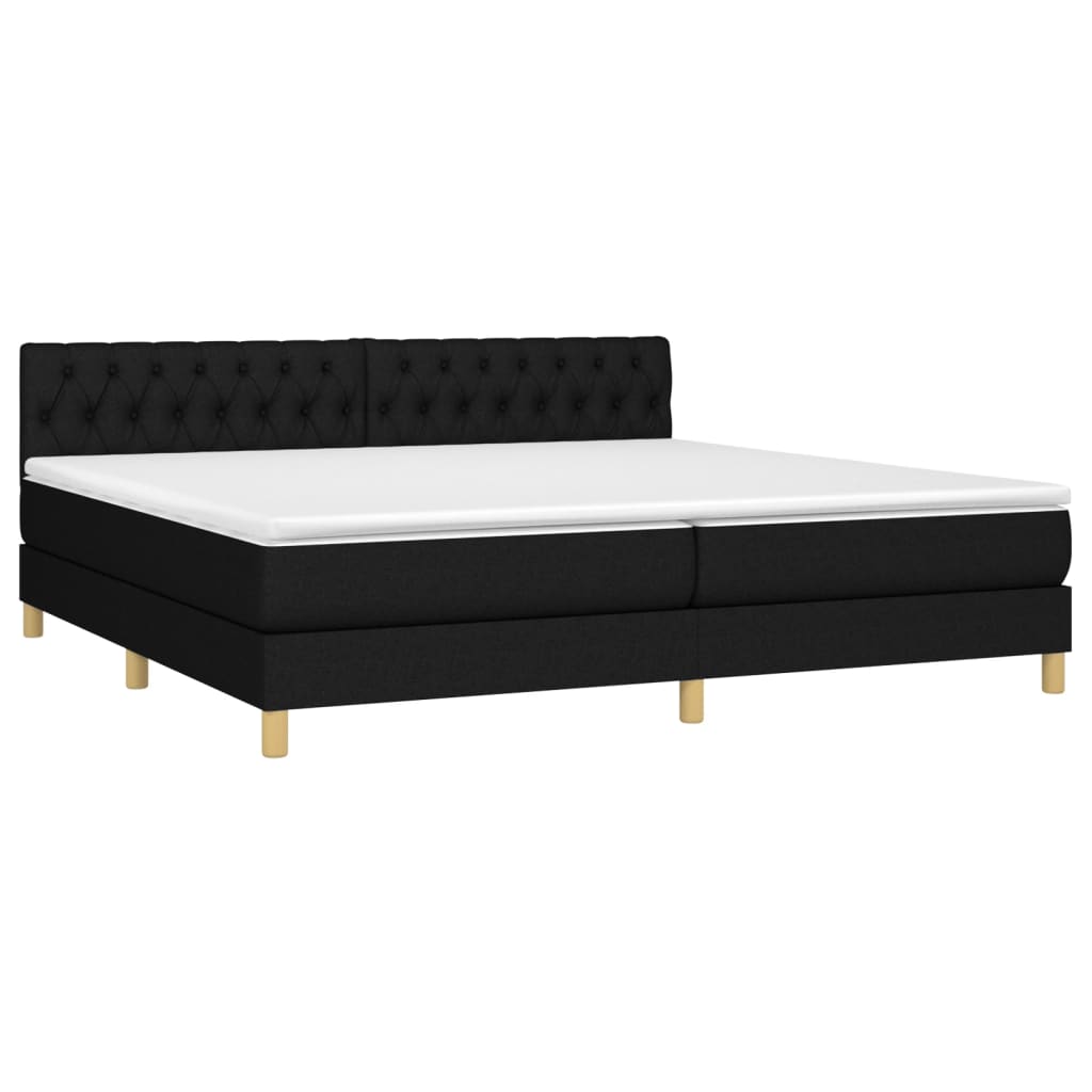 Boxspring met matras en LED stof zwart 200x200 cm is nu te koop bij PeponiXL, paradijselijk wonen!