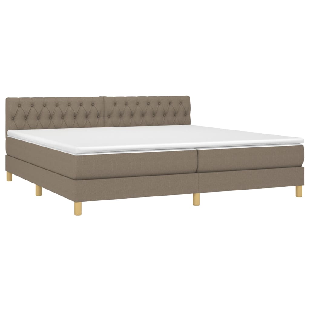 Boxspring met matras en LED stof taupe 200x200 cm is nu te koop bij PeponiXL, paradijselijk wonen!