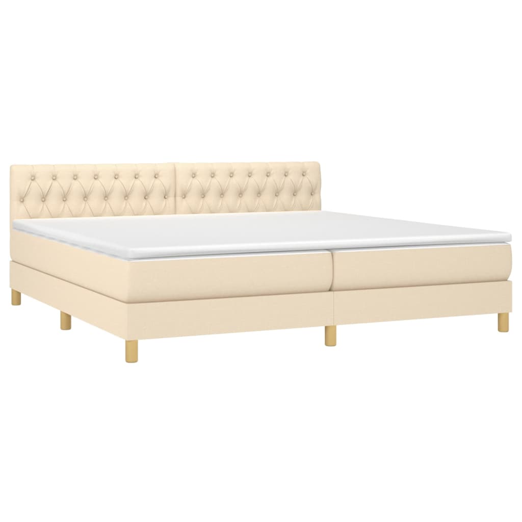 Boxspring met matras en LED stof crèmekleurig 200x200 cm is nu te koop bij PeponiXL, paradijselijk wonen!