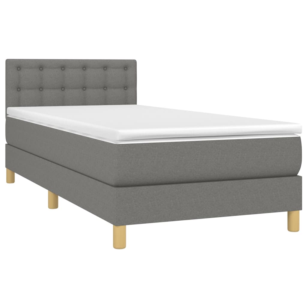 Boxspring met matras en LED stof donkergrijs 80x200 cm is nu te koop bij PeponiXL, paradijselijk wonen!
