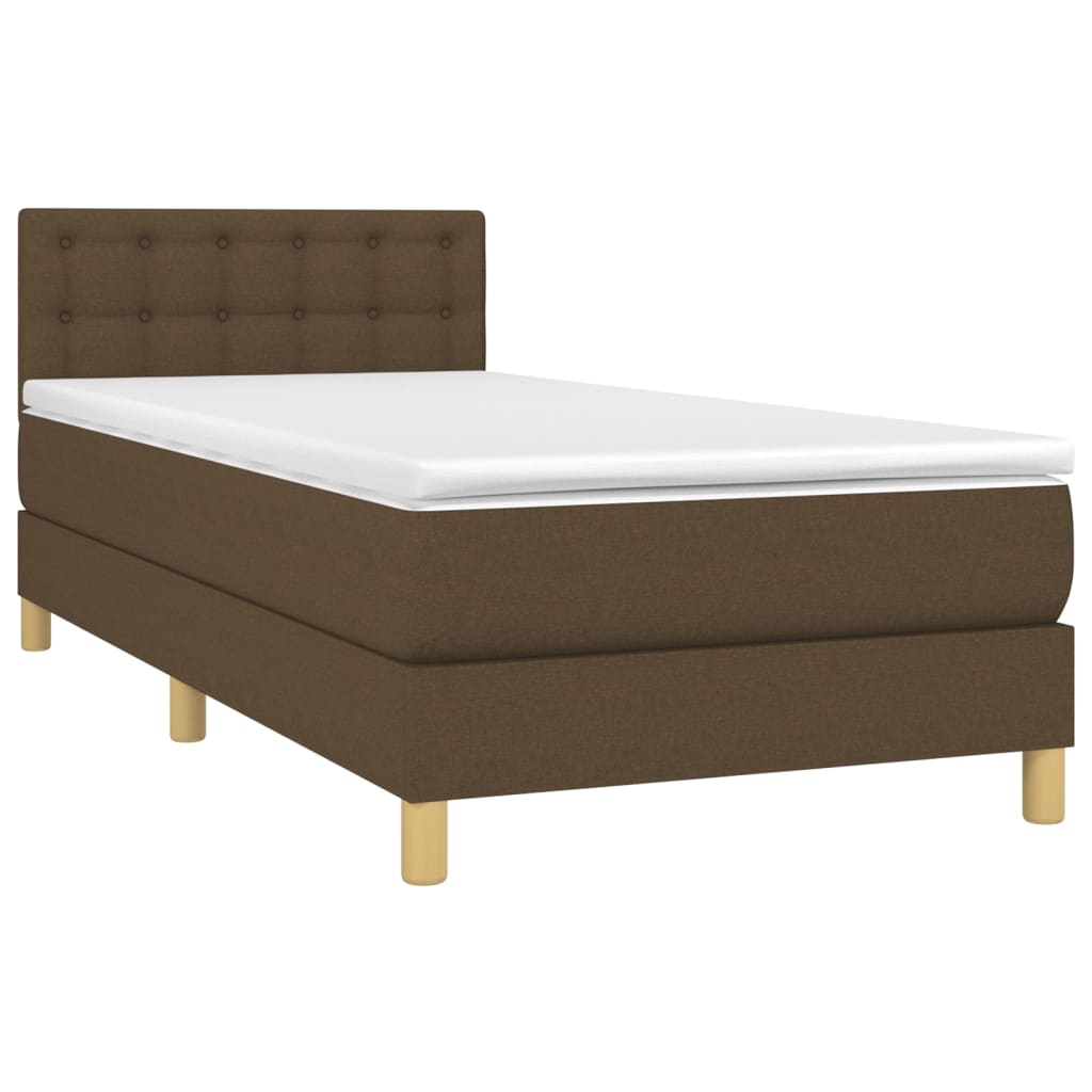 Boxspring met matras en LED stof donkerbruin 80x200 cm is nu te koop bij PeponiXL, paradijselijk wonen!