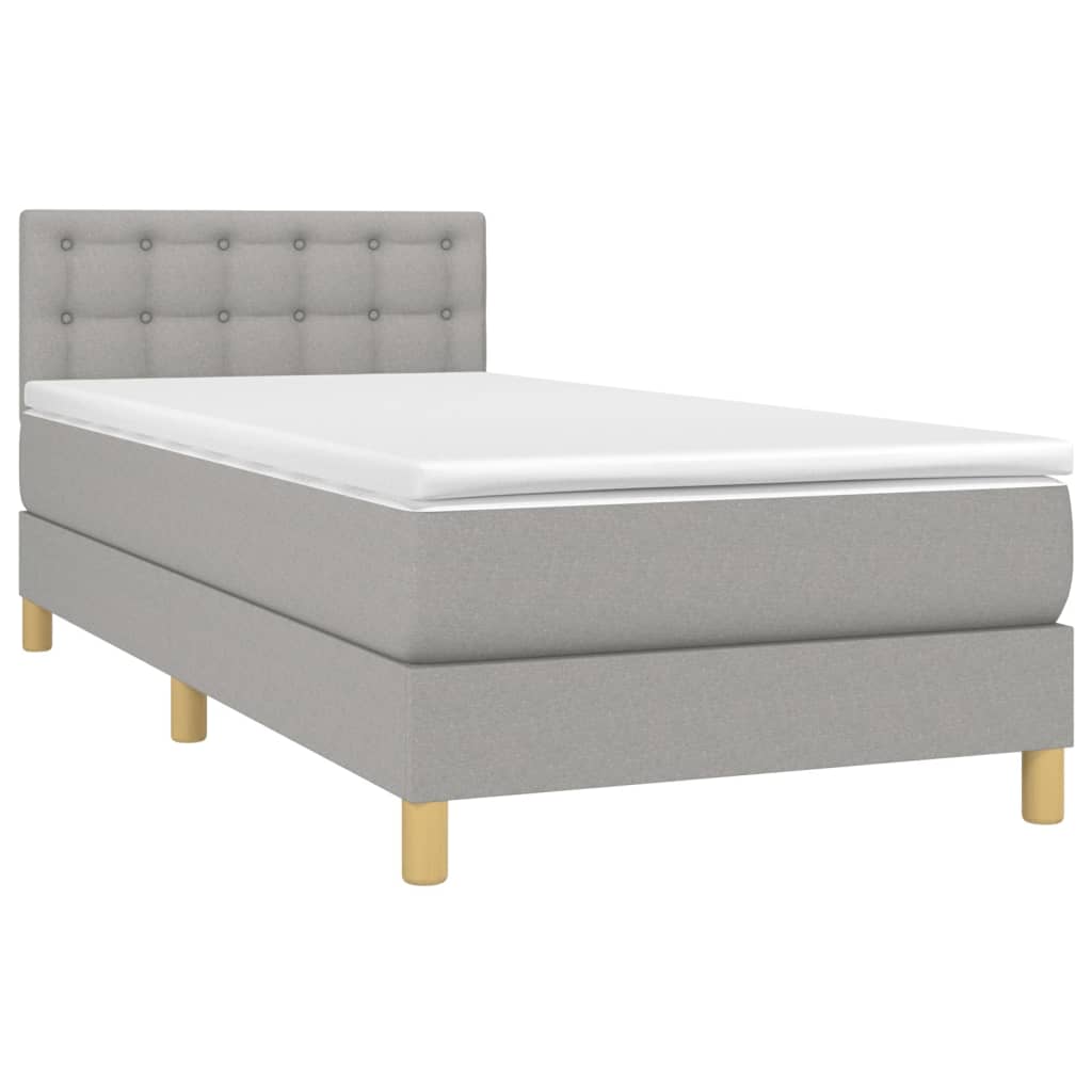 Boxspring met matras en LED stof lichtgrijs 100x200 cm is nu te koop bij PeponiXL, paradijselijk wonen!