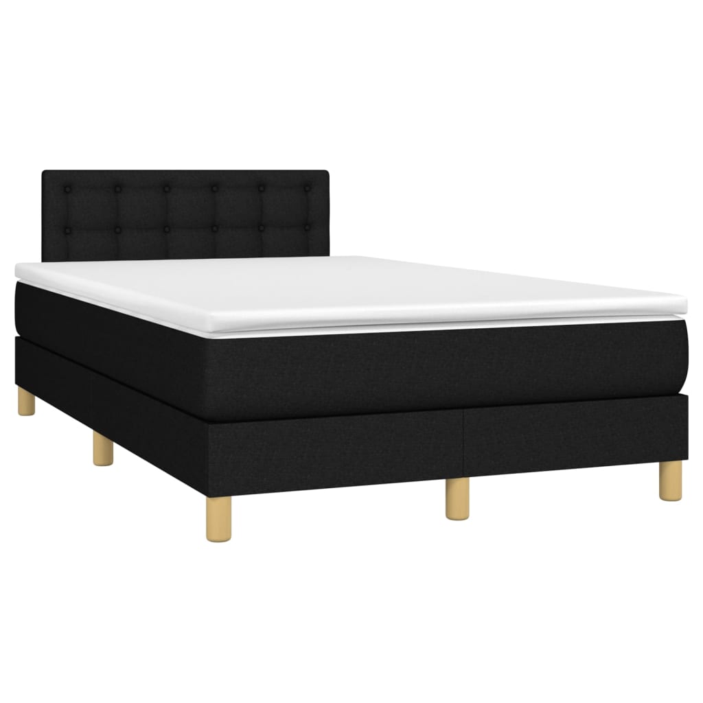 Boxspring met matras en LED stof zwart 120x200 cm is nu te koop bij PeponiXL, paradijselijk wonen!