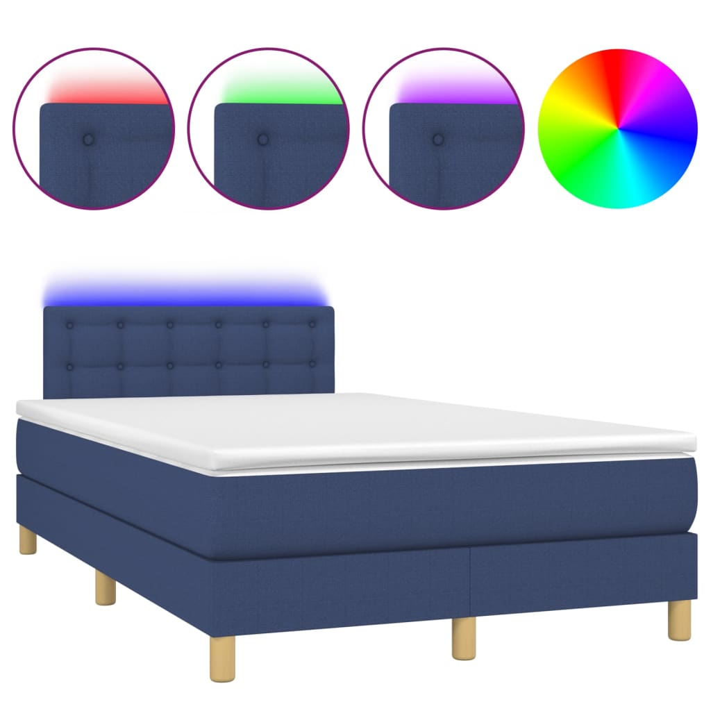 Boxspring met matras en LED stof blauw 120x200 cm is nu te koop bij PeponiXL, paradijselijk wonen!