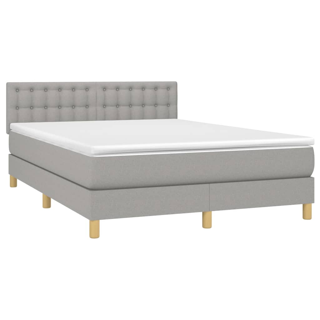 Boxspring met matras en LED stof lichtgrijs 140x190 cm is nu te koop bij PeponiXL, paradijselijk wonen!