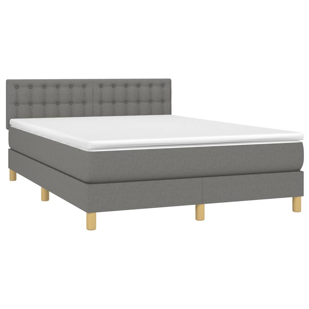 Boxspring met matras en LED stof donkergrijs 140x190 cm is nu te koop bij PeponiXL, paradijselijk wonen!