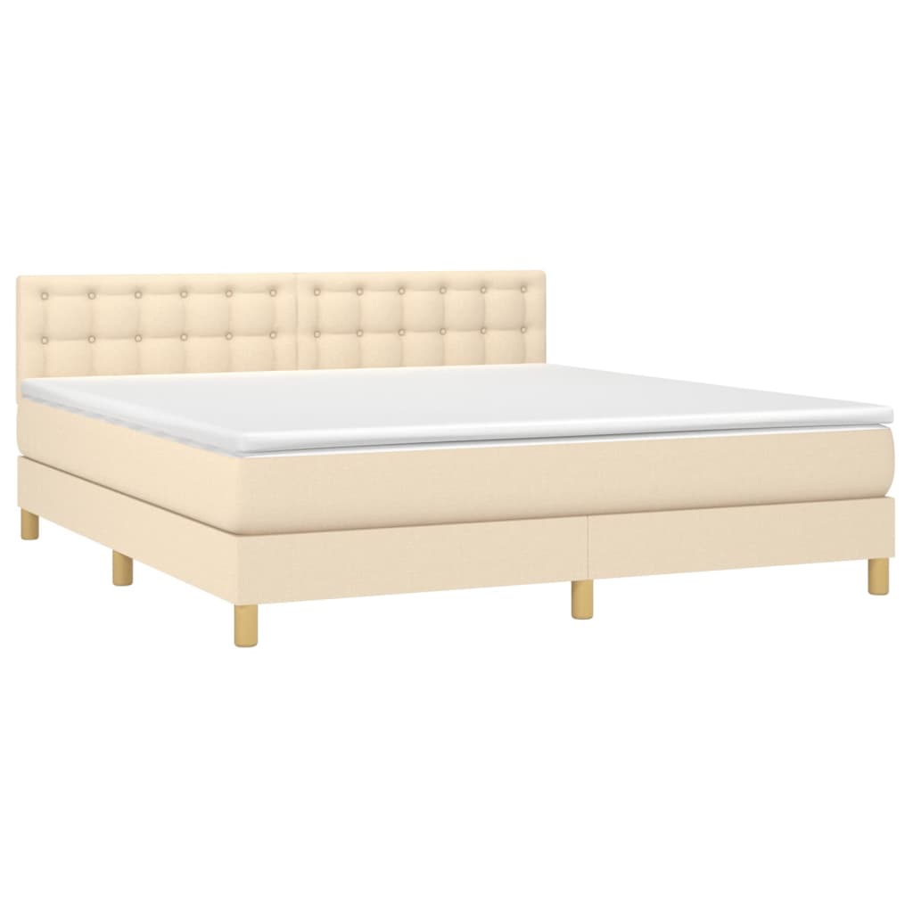 Boxspring met matras en LED stof crèmekleurig 160x200 cm is nu te koop bij PeponiXL, paradijselijk wonen!