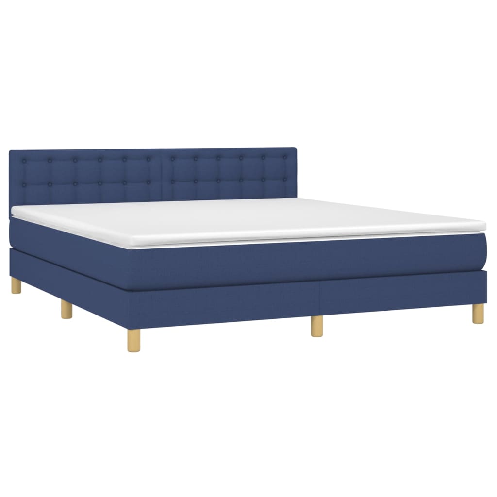 Boxspring met matras en LED stof blauw 160x200 cm is nu te koop bij PeponiXL, paradijselijk wonen!