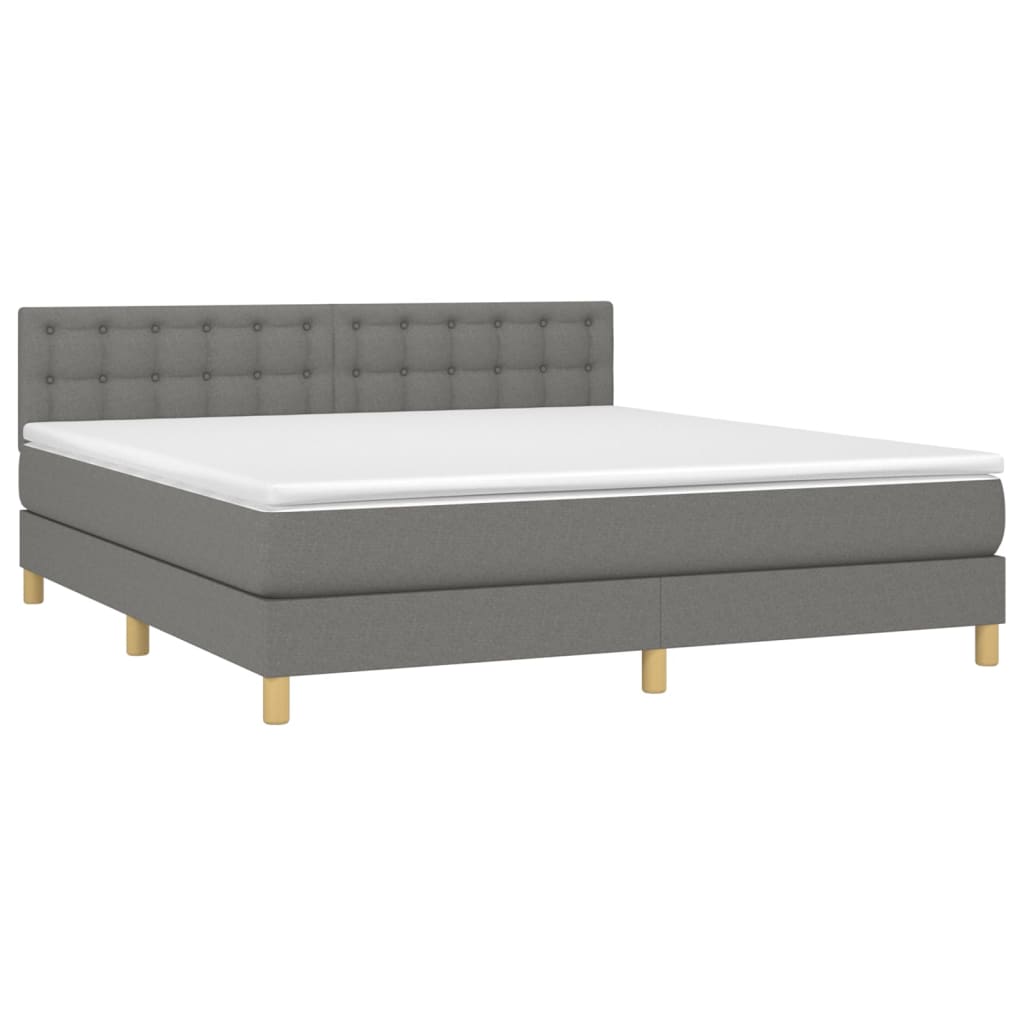 Boxspring met matras en LED stof donkergrijs 180x200 cm is nu te koop bij PeponiXL, paradijselijk wonen!