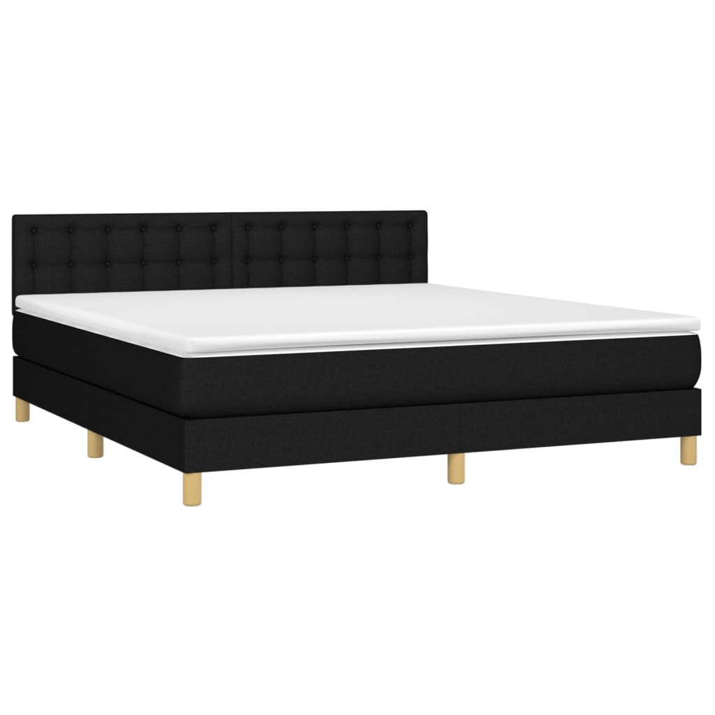 Boxspring met matras en LED stof zwart 180x200 cm is nu te koop bij PeponiXL, paradijselijk wonen!