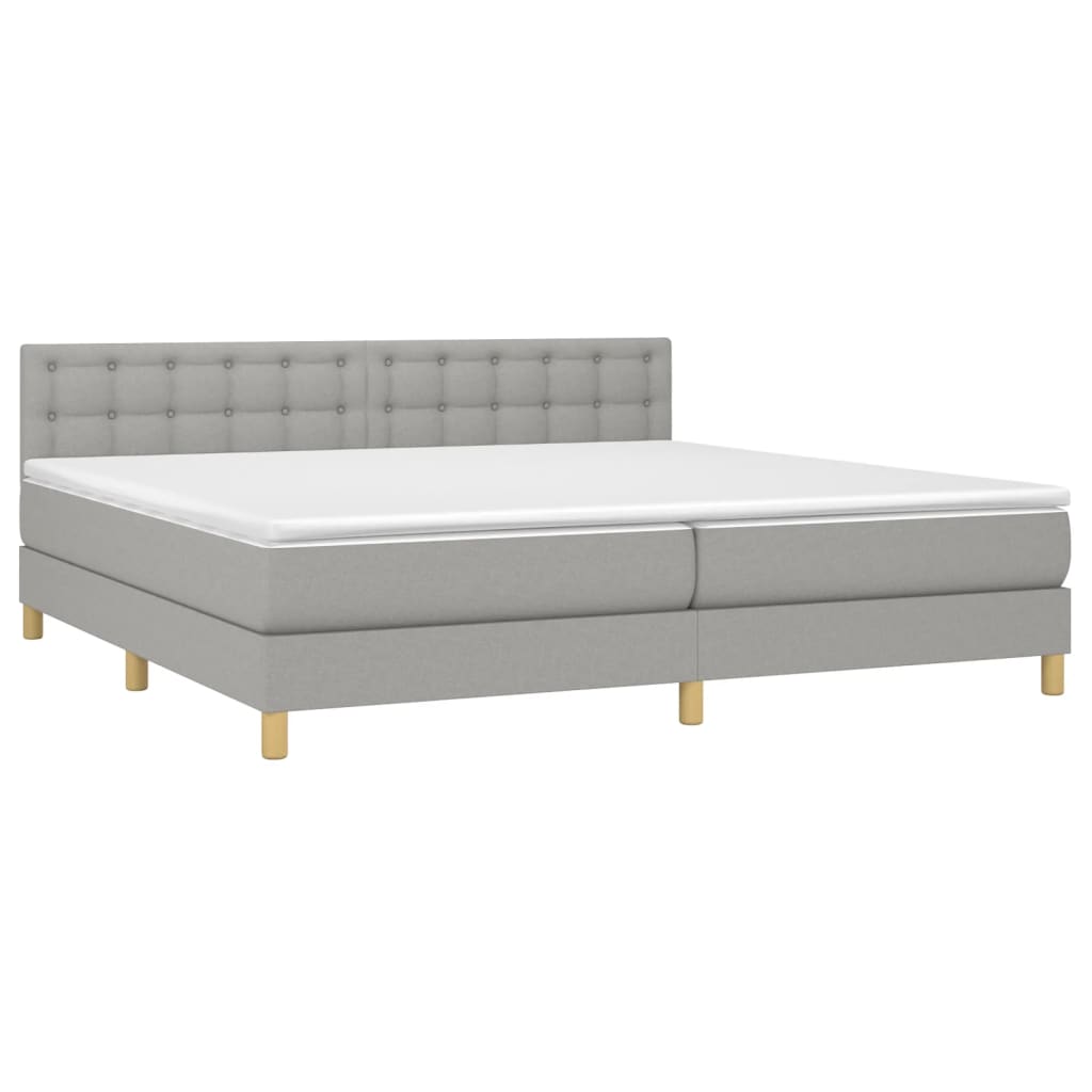 Boxspring met matras en LED stof lichtgrijs 200x200 cm is nu te koop bij PeponiXL, paradijselijk wonen!