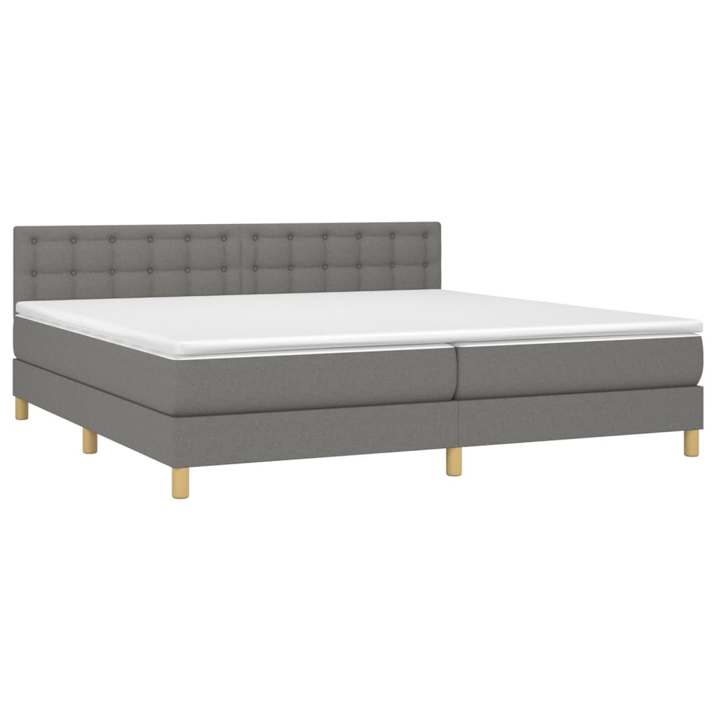 Boxspring met matras en LED stof donkergrijs 200x200 cm is nu te koop bij PeponiXL, paradijselijk wonen!
