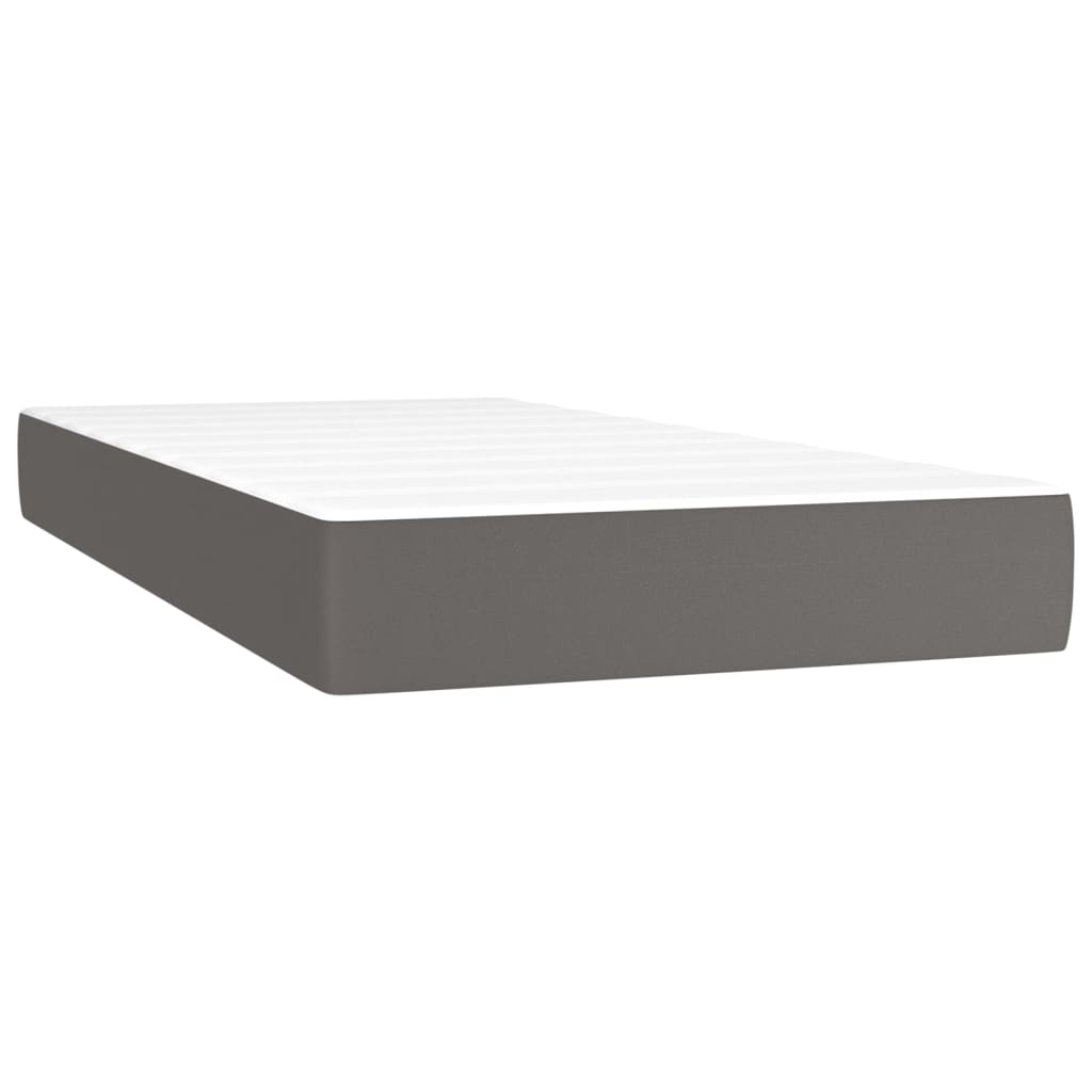 Boxspring met matras en LED kunstleer grijs 90x190 cm is nu te koop bij PeponiXL, paradijselijk wonen!