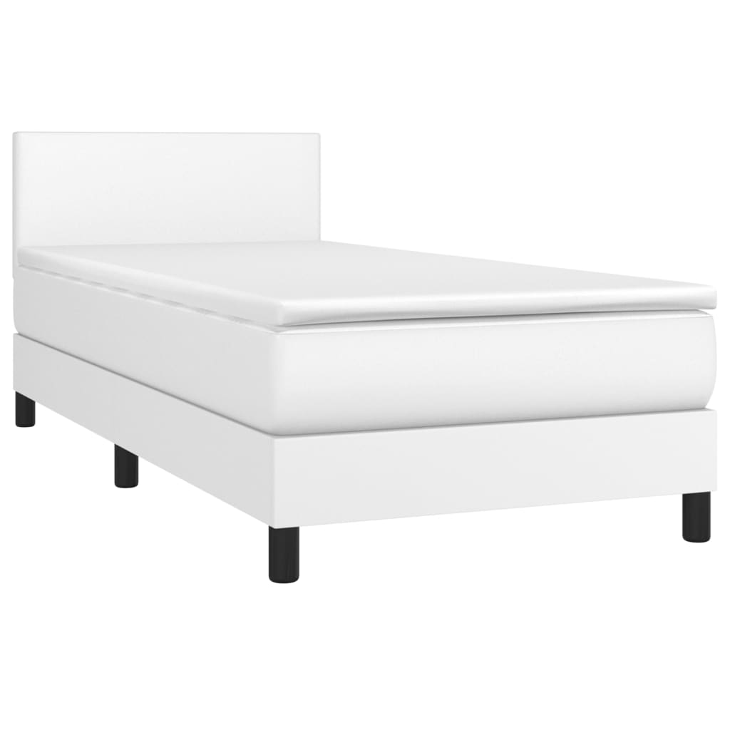 Boxspring met matras en LED kunstleer wit 100x200 cm is nu te koop bij PeponiXL, paradijselijk wonen!