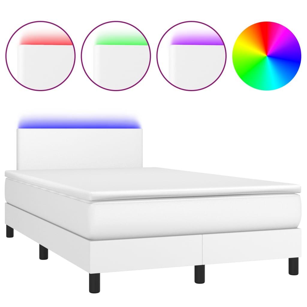 Boxspring met matras en LED kunstleer wit 120x200 cm is nu te koop bij PeponiXL, paradijselijk wonen!